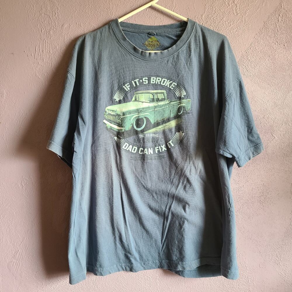 Newport Blue Dad Can Fix It Vintage Ford Graphic Tee Mens XXL Blue